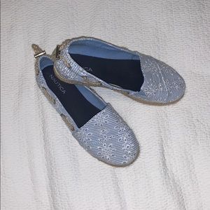 Blue Striped and Lace Shoes